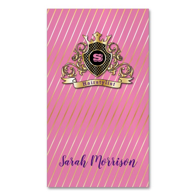 Elegenat Guld Monagram Fashioned Affärskort Magnetiska Visitkort (Framsida vertikal)