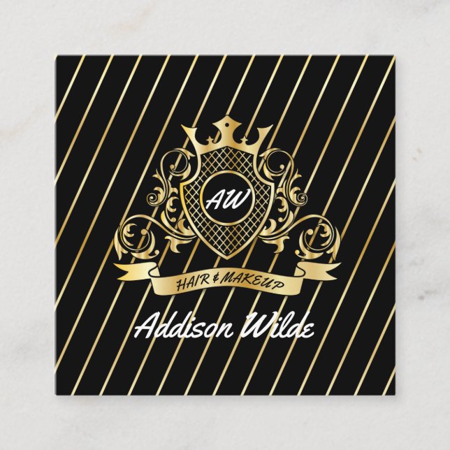 Elegenat Guld Monagram, fashioned design Fyrkantigt Visitkort (Framsida)