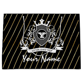 Elegenat White Monagram Fashioned Gift Bag