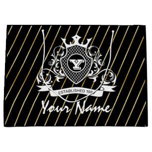 Elegenat White Monagram Fashioned Gift Bag