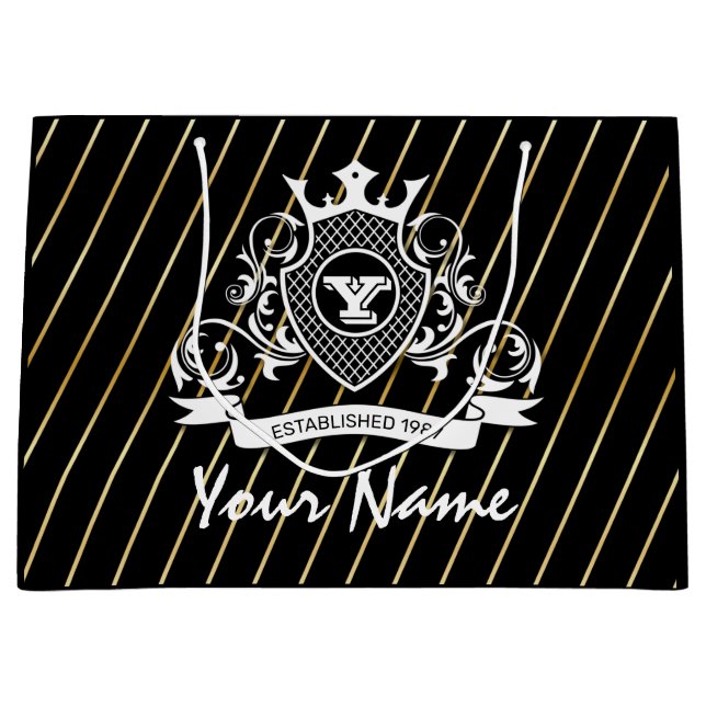 Elegenat White Monagram Fashioned Gift Bag (Framsidan)