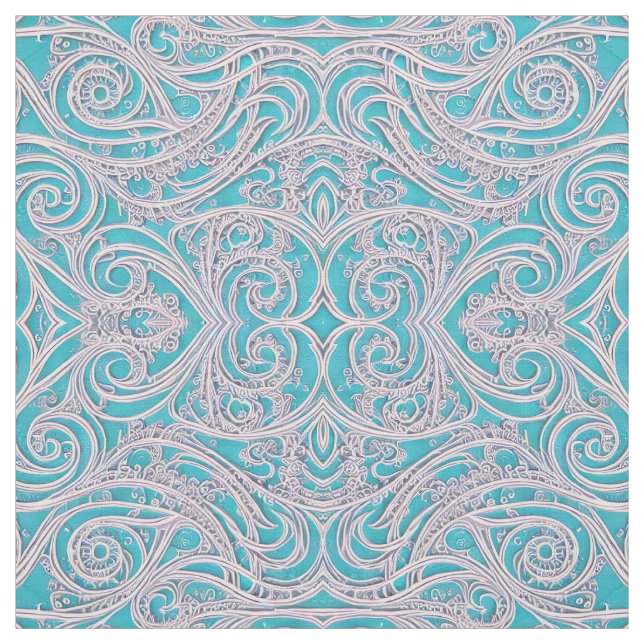 Elegent Bevackert Symmetrical Swirls Fabric Tyg (Provkarta)