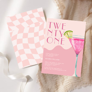 Elegent Chic Rosa Cocktail 21:a födelsedagen Inbjudningar
