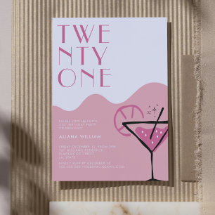 Elegent Chic Rosa Cocktail 21:a födelsedagen Inbjudningar