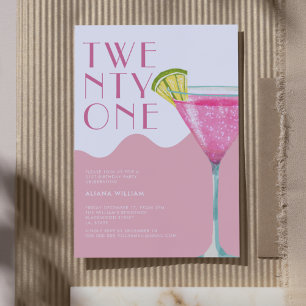 Elegent Chic Rosa Cocktail 21:a födelsedagen Inbjudningar