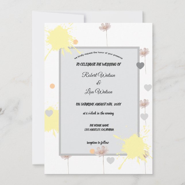 Elegent modren dazie flower inbjudningar (Framsida)