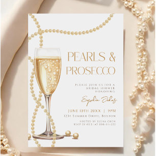 Elegent Pearls & Prosecco-Möhippa Inbjudningar