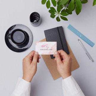 Elegent Professional Minimal Pink Hair Stylist Visitkort