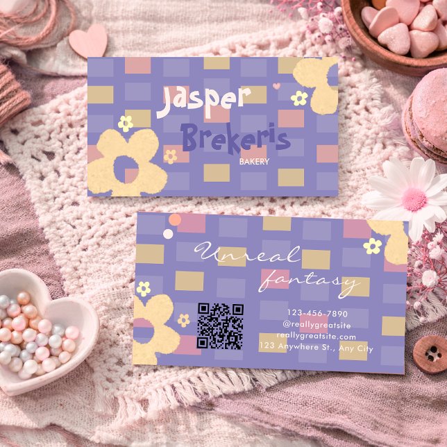 Elegent Retro Chic Purple Daisy Cute  Visitkort (Skapare uppladdad)