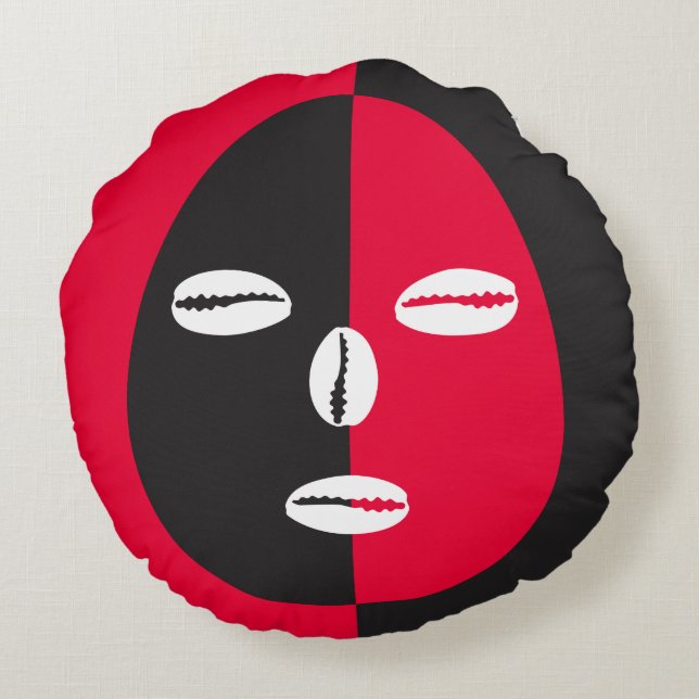 Eleggua 2 Ansikte Rund Kudde (Baksidan)