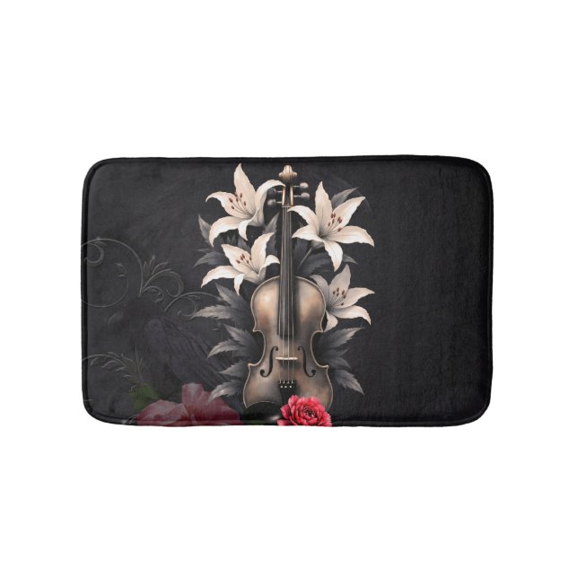 Elegi för en fallen sång – romantisk gotisk violin badrumsmatta (Framsidan)