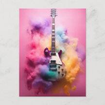 Elektische Gitarre in bunter Farbwolke