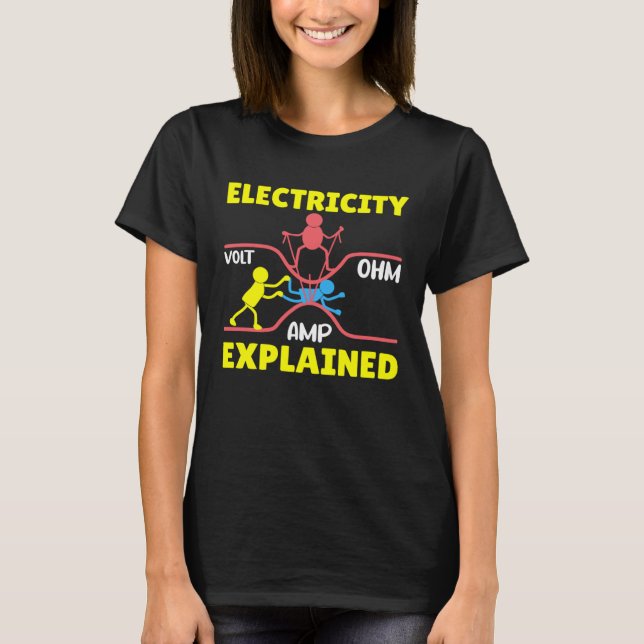Elektricitet förklaras Volt Ohm AMP  Elektricitet  T Shirt (Framsida)
