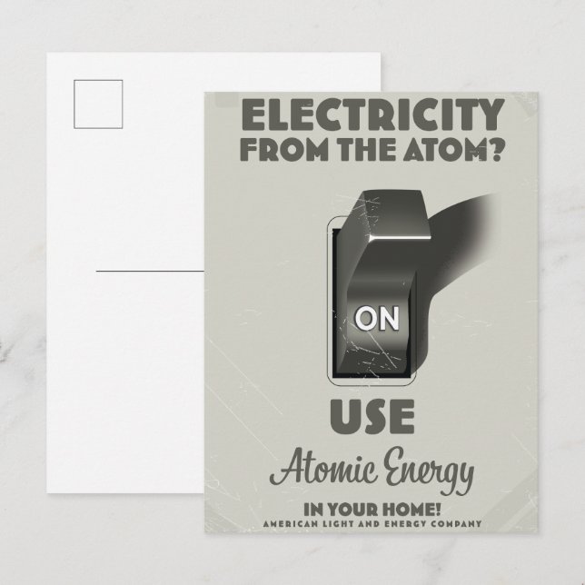 Elektricitet från atomen  inbjudan vykort (Fram/baksida)