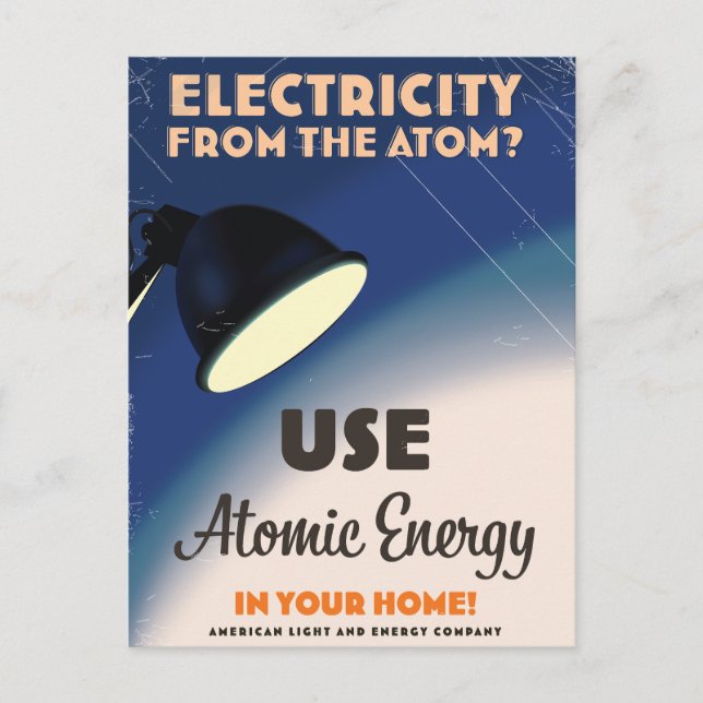 Elektricitet från atomen? inbjudan vykort (Framsida)