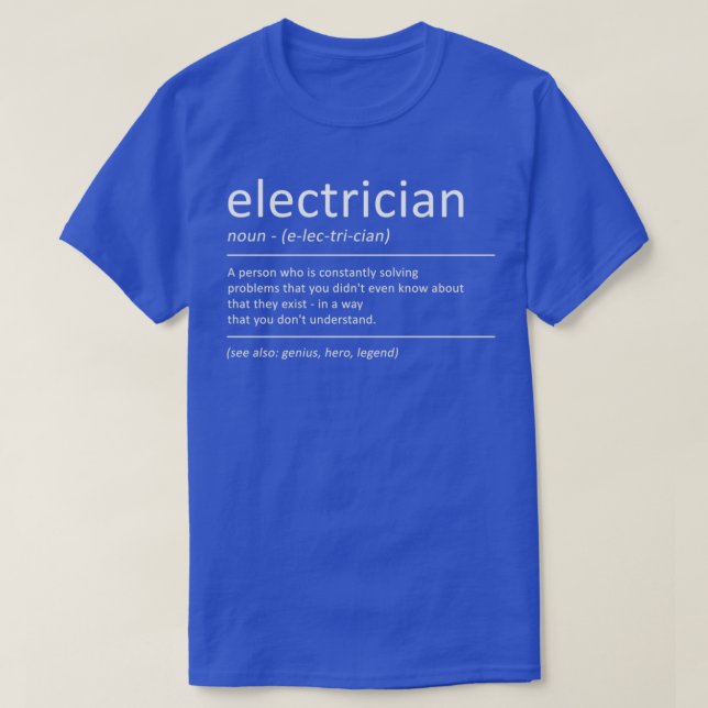 Elektricitet från Electrician Funny Definition Hum T Shirt (Design framsida)
