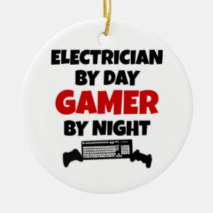 Elektriker efter dagspelaren per natt julgransprydnad keramik