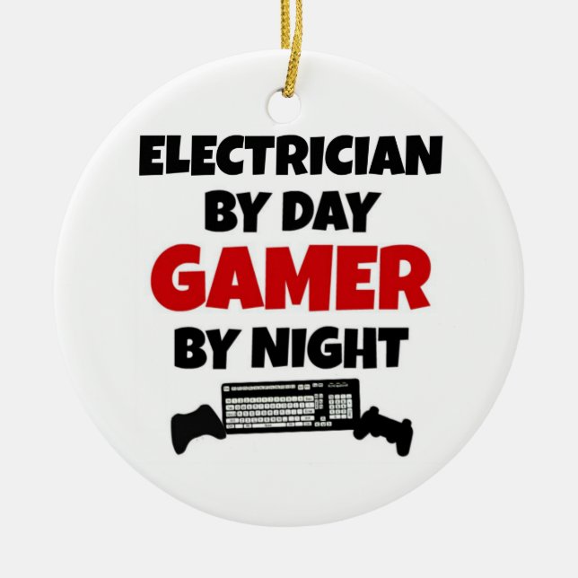 Elektriker efter dagspelaren per natt julgransprydnad keramik (Framsidan)