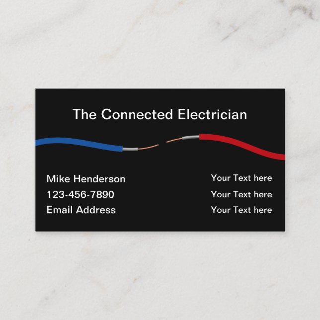 Elektriker Elektriska Ledningar Tema Visitkort (Framsida)