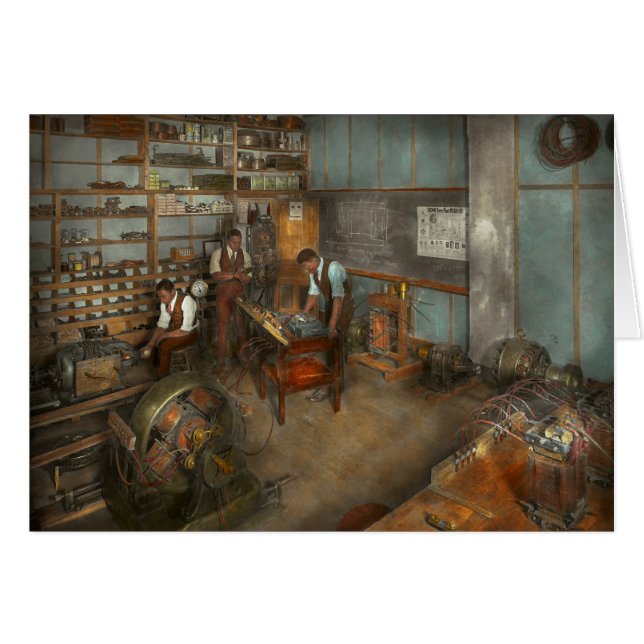 Elektriker - elektriskt iscensätta jagar 1915 hälsningskort (Framsidan Horizontal)