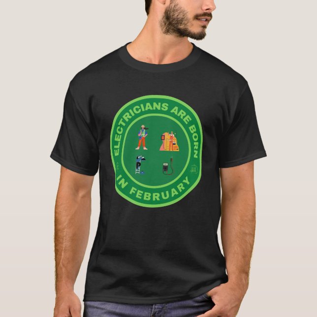 Elektriker föds i februari alternativa konstruktio t shirt (Framsida)