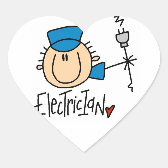 Elektriker Hjärtformat Klistermärke (Framsida)