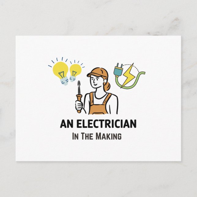 Elektriker i skapar vykort (Framsida)