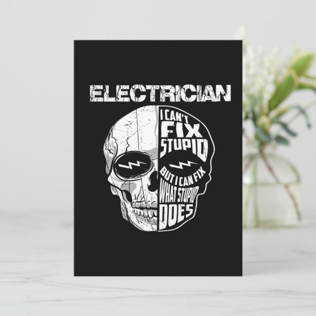 Elektriker Jag Kan Inte Fixa Dum Skallepresent  Julkort (Stående Fram)