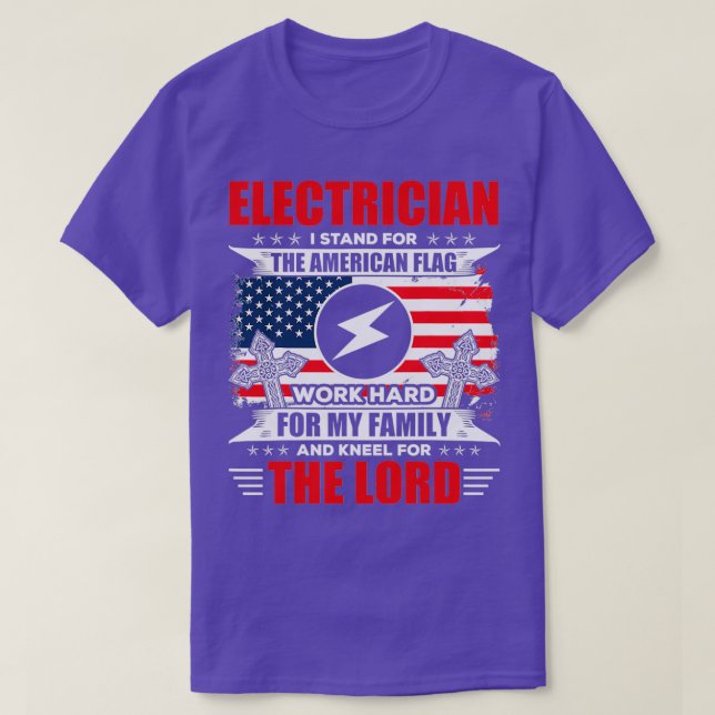 Elektriker jag står för min familj Gift Funny T Shirt (Design framsida)