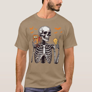 Elektriker jobb skräck skelett Halloweeneam kostym T Shirt