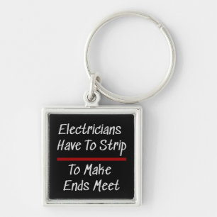 Elektriker Joke Funny Novelty Humor Electrical Fyrkantig Silverfärgad Nyckelring