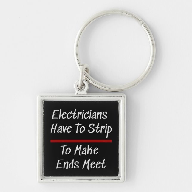 Elektriker Joke Funny Novelty Humor Electrical Fyrkantig Silverfärgad Nyckelring (Framsidan)
