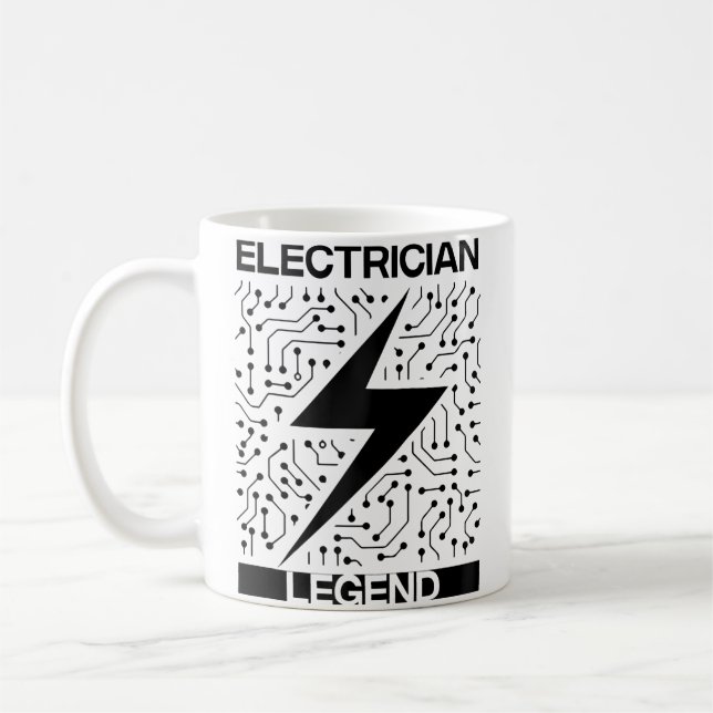 Elektriker Legend Elektroarbetare Spänning 	 Baseb Kaffemugg (Vänster)