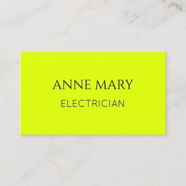 Elektriker Neon Gul El Modern Klassisk Visitkort (Framsida)