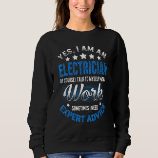 Elektriker pratar med mig själv när jag arbetar på t shirt
