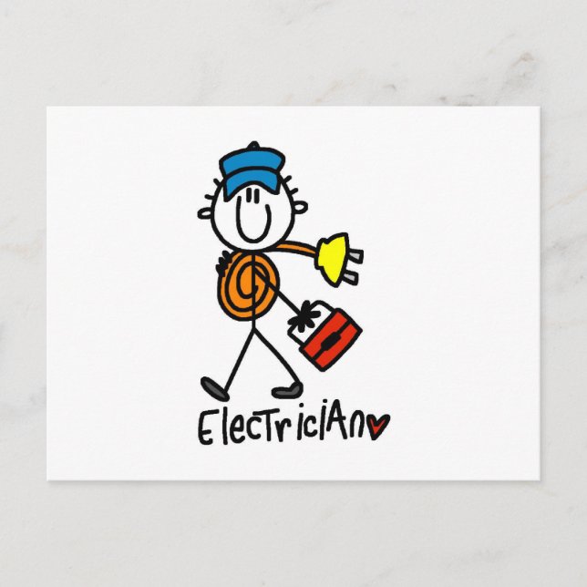 Elektriker Stavfigur Vykort (Framsida)