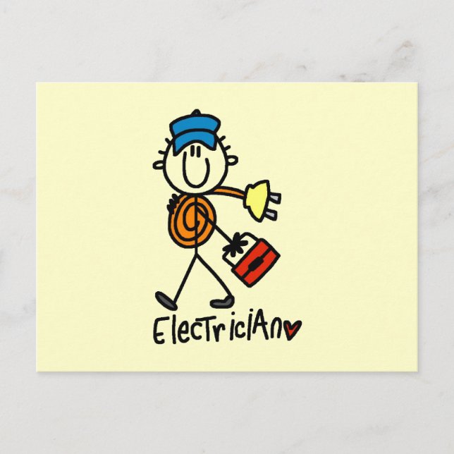 Elektriker Stavfigur Vykort (Framsida)