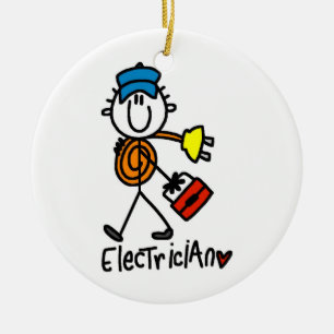 Elektrikerstick figur julgransprydnad keramik