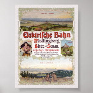Elektrische Bahn Austria Vintage affisch 1902