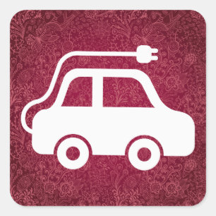 Elektrisk bilPictogram Fyrkantigt Klistermärke