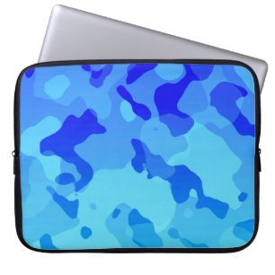 Elektrisk blå kamera; kamouflage laptop sleeve