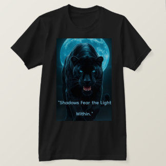 Elektrisk blå neon svart panter grafisk t-shirt -