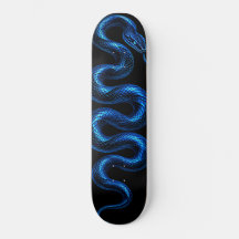 Elektrisk blå orm skateboard svart cyberpunk