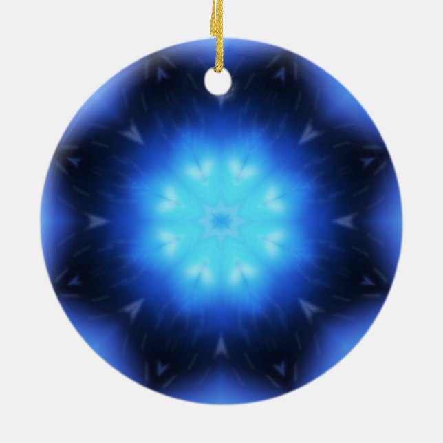 Elektrisk blå stjärna julgransprydnad keramik (Baksidan)