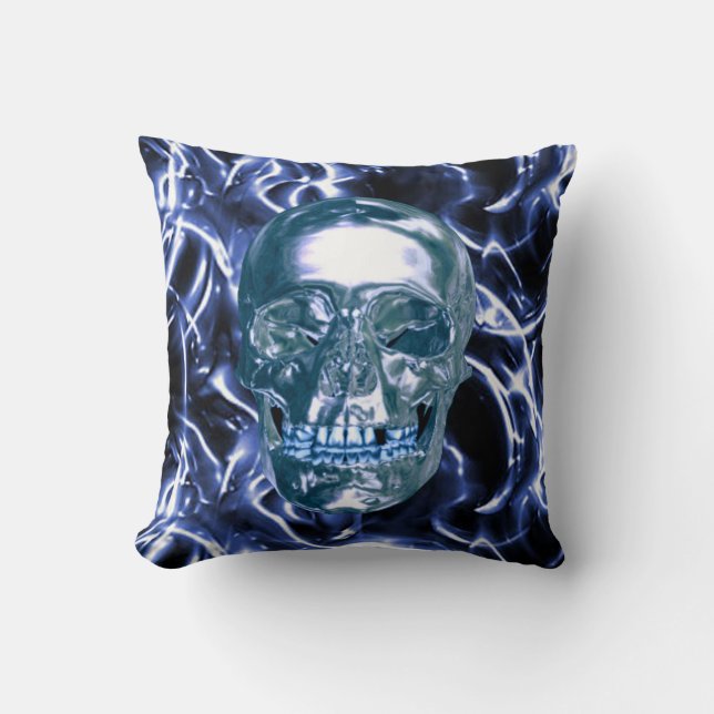 Elektrisk blått krom med skal Reversible Pillow Kudde (Framsida)