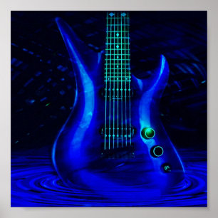 Elektrisk blåttgitarr poster