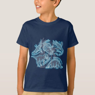 Elektrisk blåttt-skjorta för Dinosaur Tee Shirt