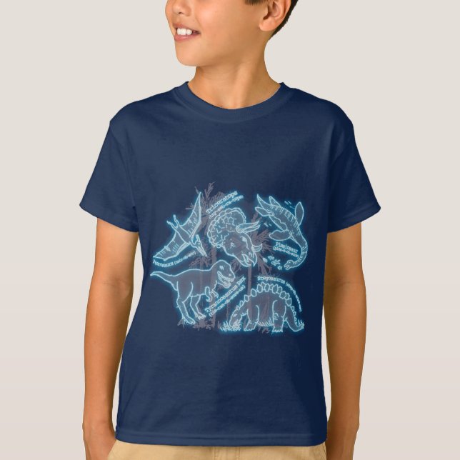 Elektrisk blåttt-skjorta för Dinosaur Tee Shirt (Framsida)