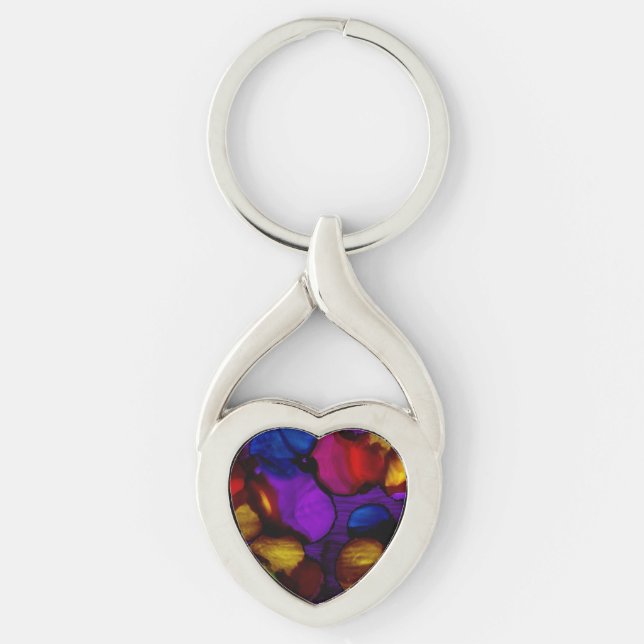 Elektrisk Blomning Twisted Heart Silverfärgad Nyckelring (Framsidan)