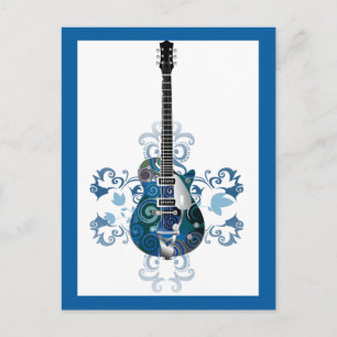 ELEKTRISK BLUE GRUNGE SWIRL VECTORS GUITAR MUSIC I VYKORT